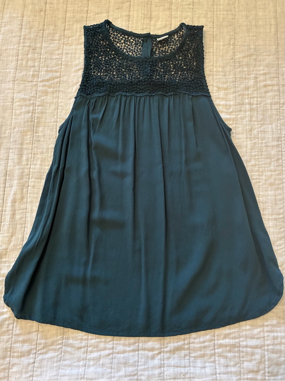 Old Navy Teal Crochet Yoke Tank Top